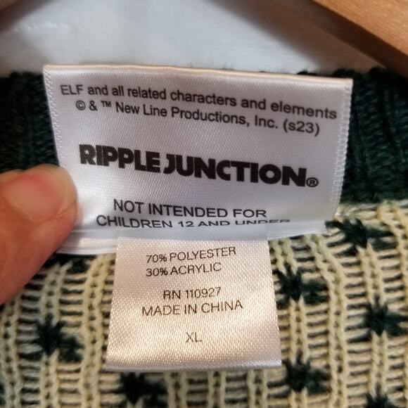 Elf Unisex Santa Crewneck Ugly Christmas Sweater Green Size XL - Picture 4 of 5